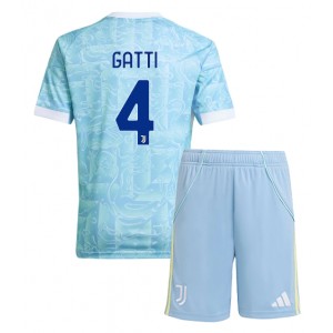Fotbalové Dres Juventus Federico Gatti #4 Dětské Venkovní Oblečení 2025-26 Krátký Rukáv (+ trenýrky)